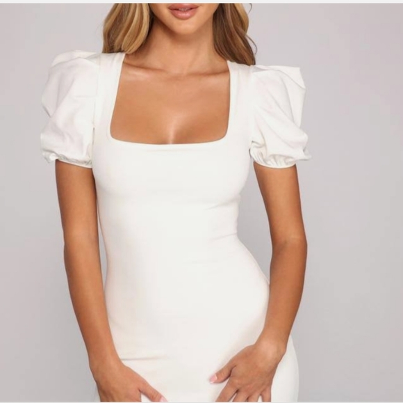 WINDSOR White Puff Sleeve Dress *Never Worn* - Picture 3 of 6